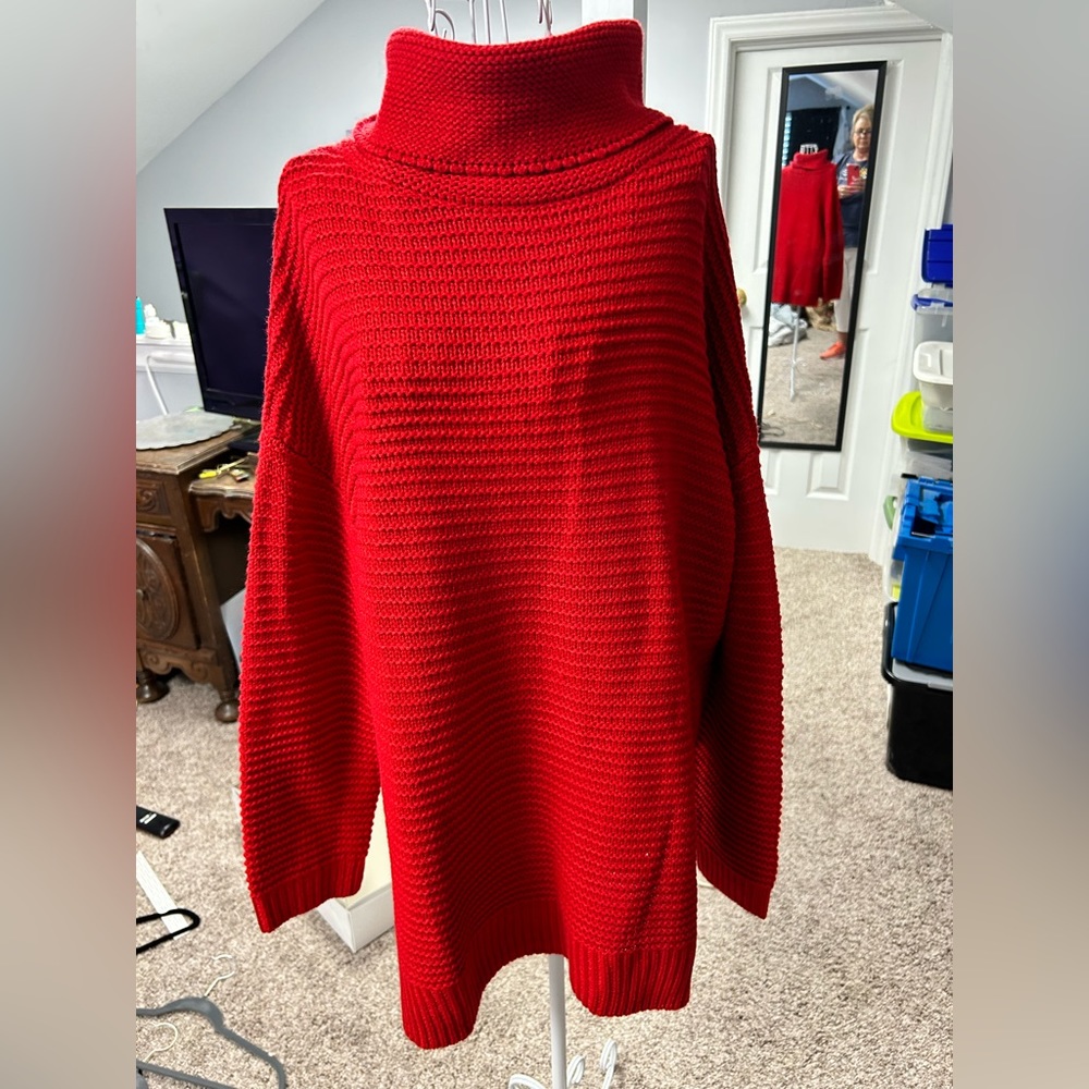 Prinstory red turtleneck sweater size XL